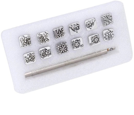 Set di stampi 12 pezzi - Set di stampi per bambini - Set di stampi per adulti - Pennelli di stampo - Manico - Materiale di alta qualità in zinco - Set di stampi per allievi