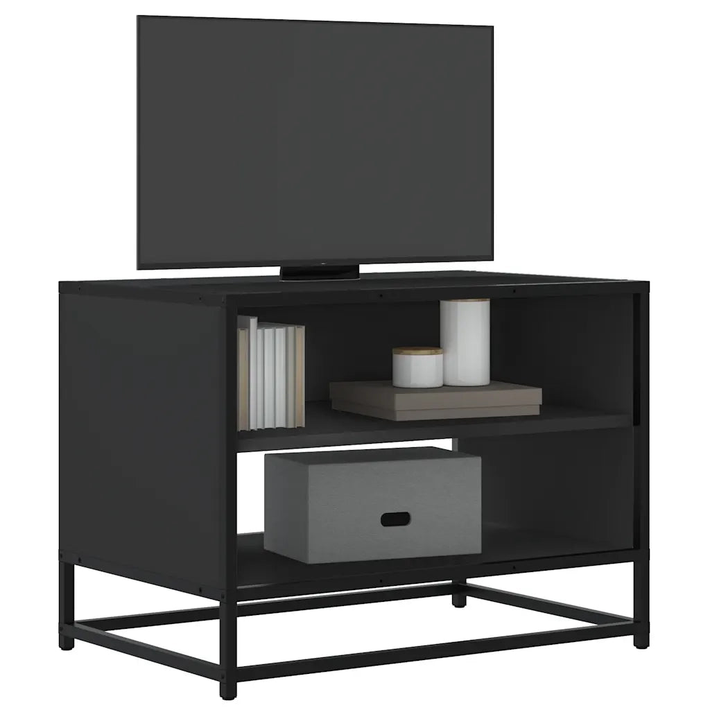 Mobile Porta TV-Mobile per TV-Credenza TV Nero 61x40x46 cm in Truciolato e Metallo