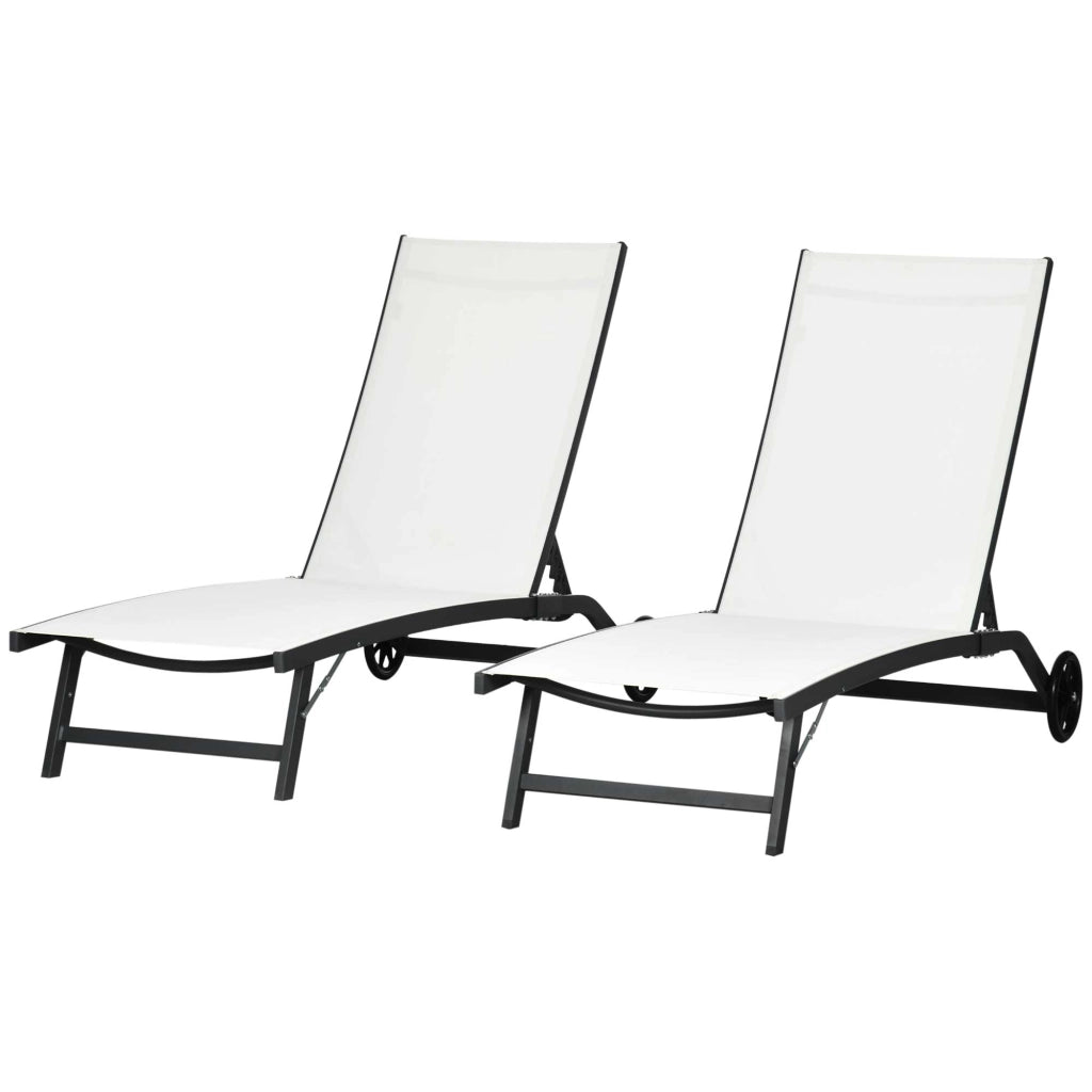 Lettino Prendisole 2 Pezzi con Schienale Reclinabile ¨C Zephmum ¨C Alluminio, Tessuto Traspirante, Crema, 66x165x102 cm