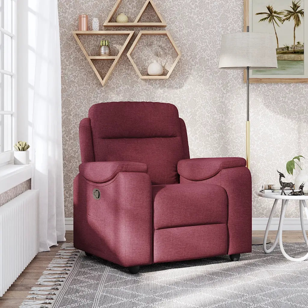Poltrona | Sedia Relax Reclinabile in Tessuto Rosso Vino