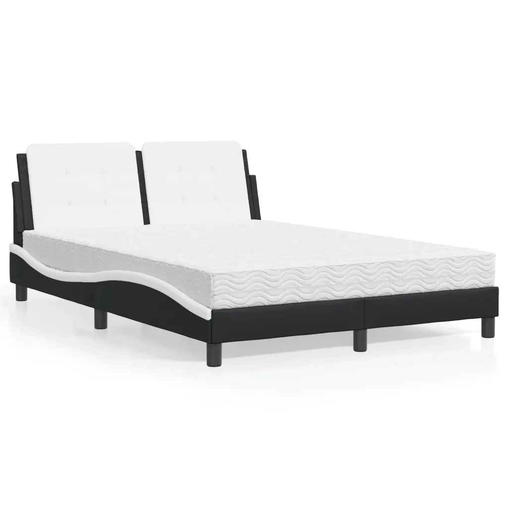 Letto con Materasso Zadar Nero e Bianco 140x200 cm in Similpelle