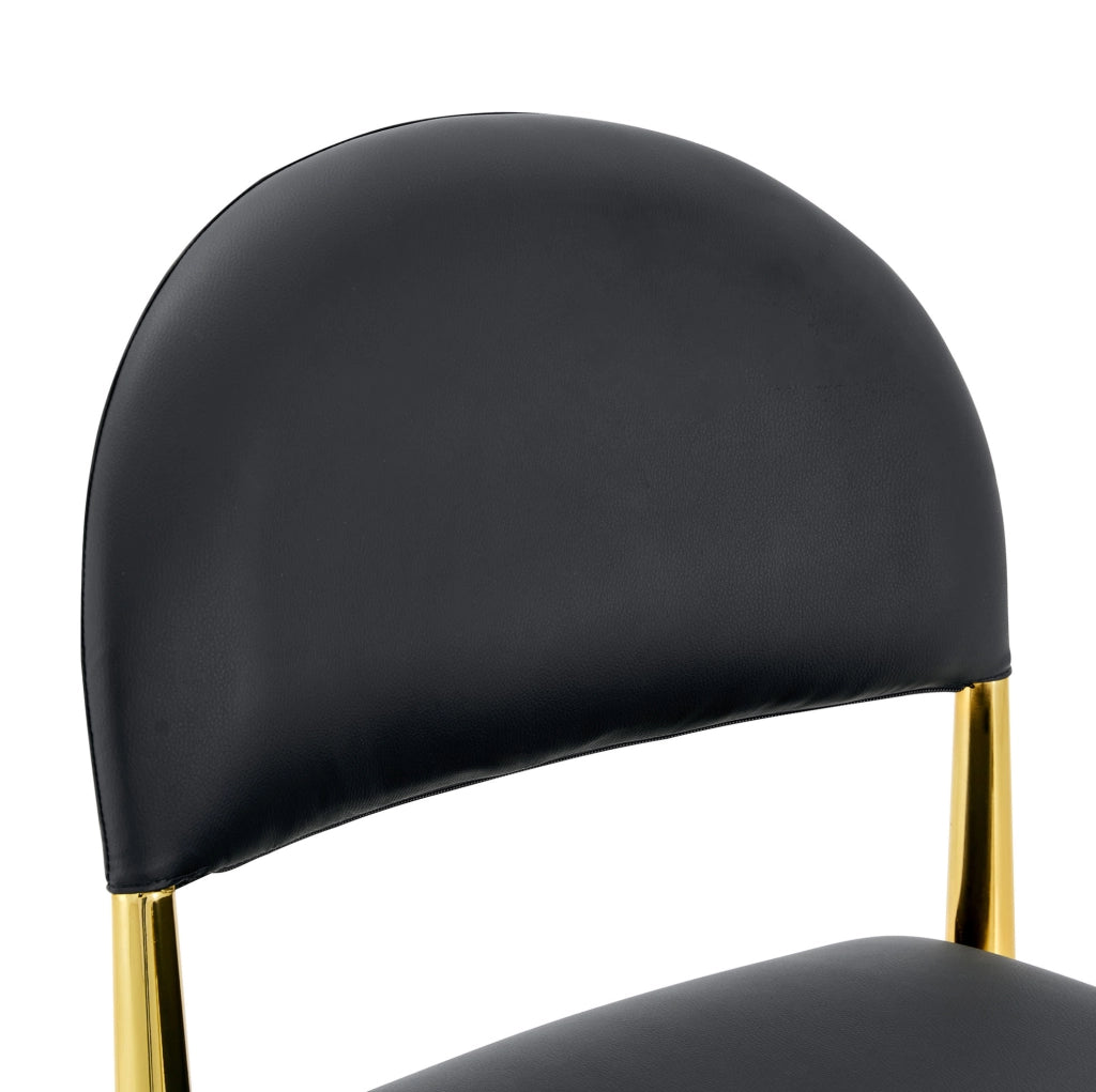 Sedia da pranzo in PU e metallo; schienale ergonomico; nero