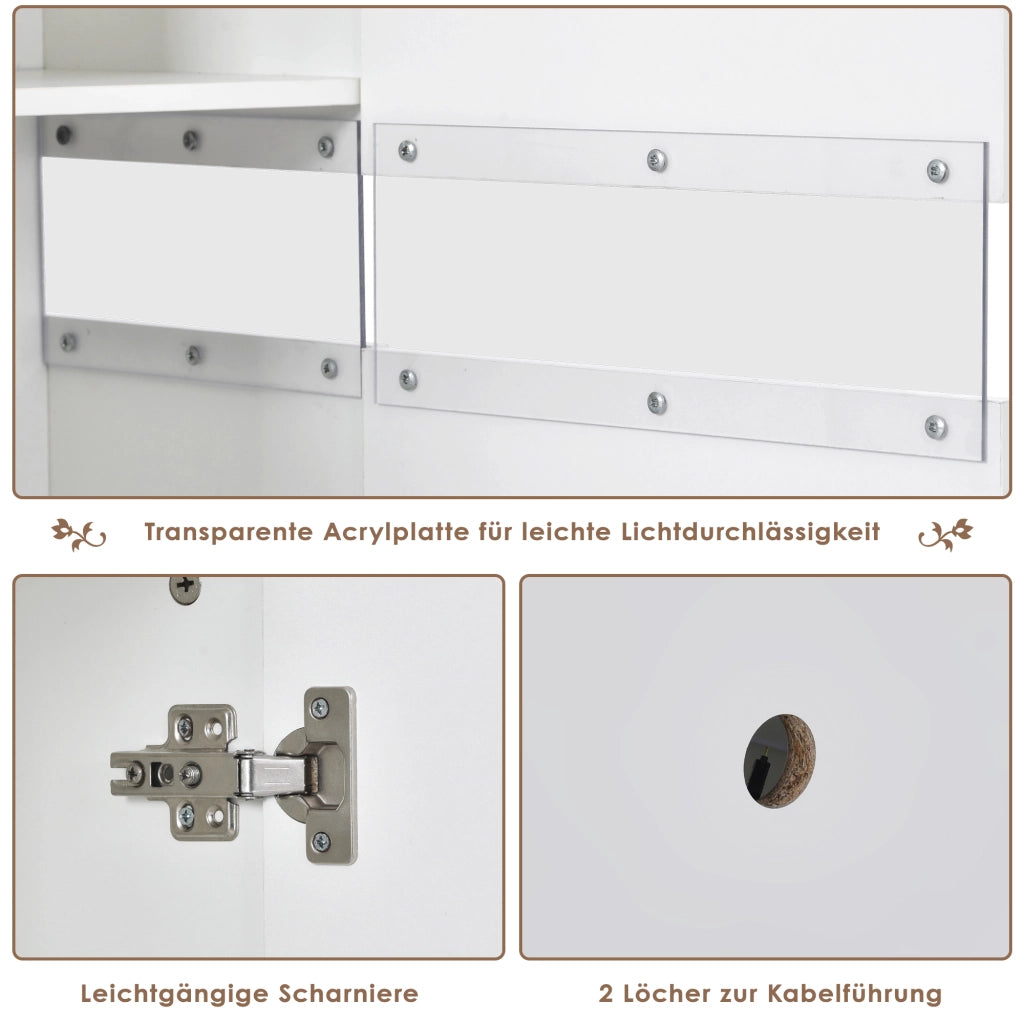 SIDEBOARD LED 140x35x72 cm Bianco in MDF con 2 ante e 4 cassetti