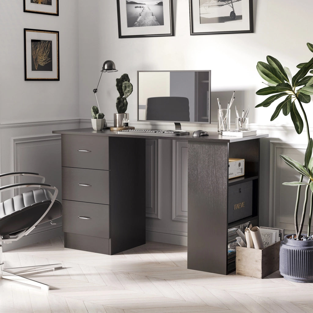 Scrivania con cassetti e ripiani ¨C Minimal ¨C Nero 120x50x76 cm