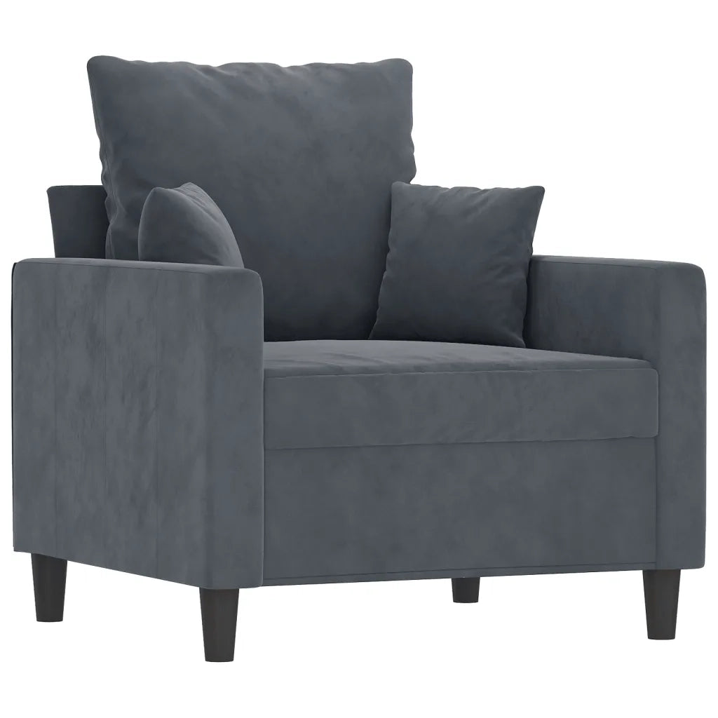 Set di Divani 4 pz con Cuscini Grigio Scuro in Velluto