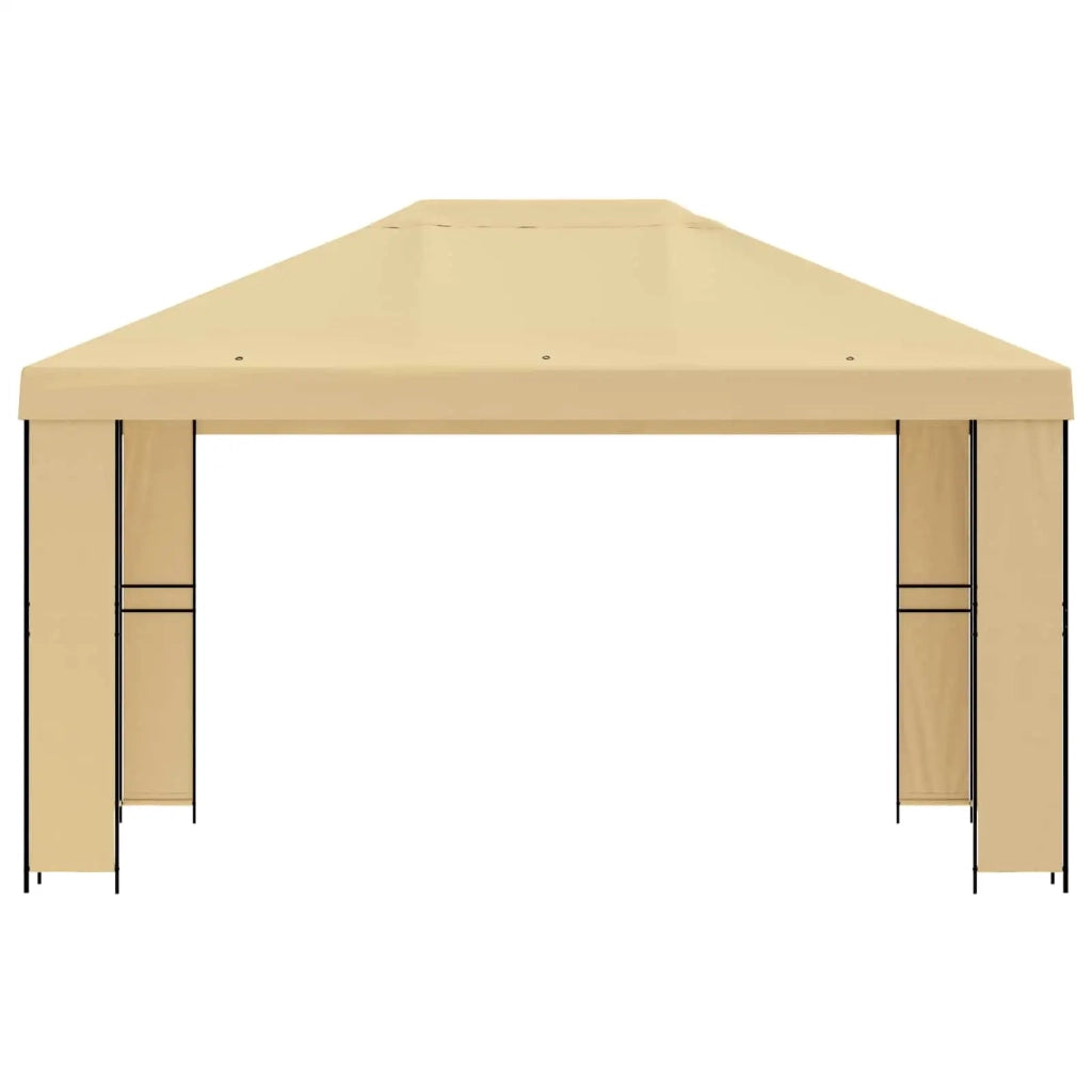 Gazebo | Pergolato 4 ¡Á 3 m Crema Poliestere e Acciaio 190 gsm