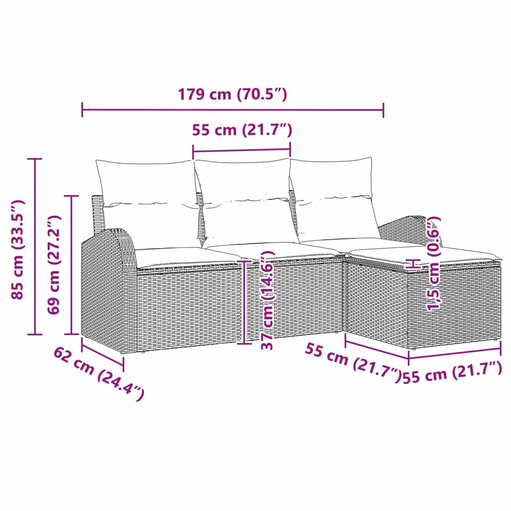 Set Divano da Giardino Marrone polyrattan 3345994