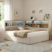 Daybed imbottito con contenitore idraulico, LED e porte USB-C 140x190 cm