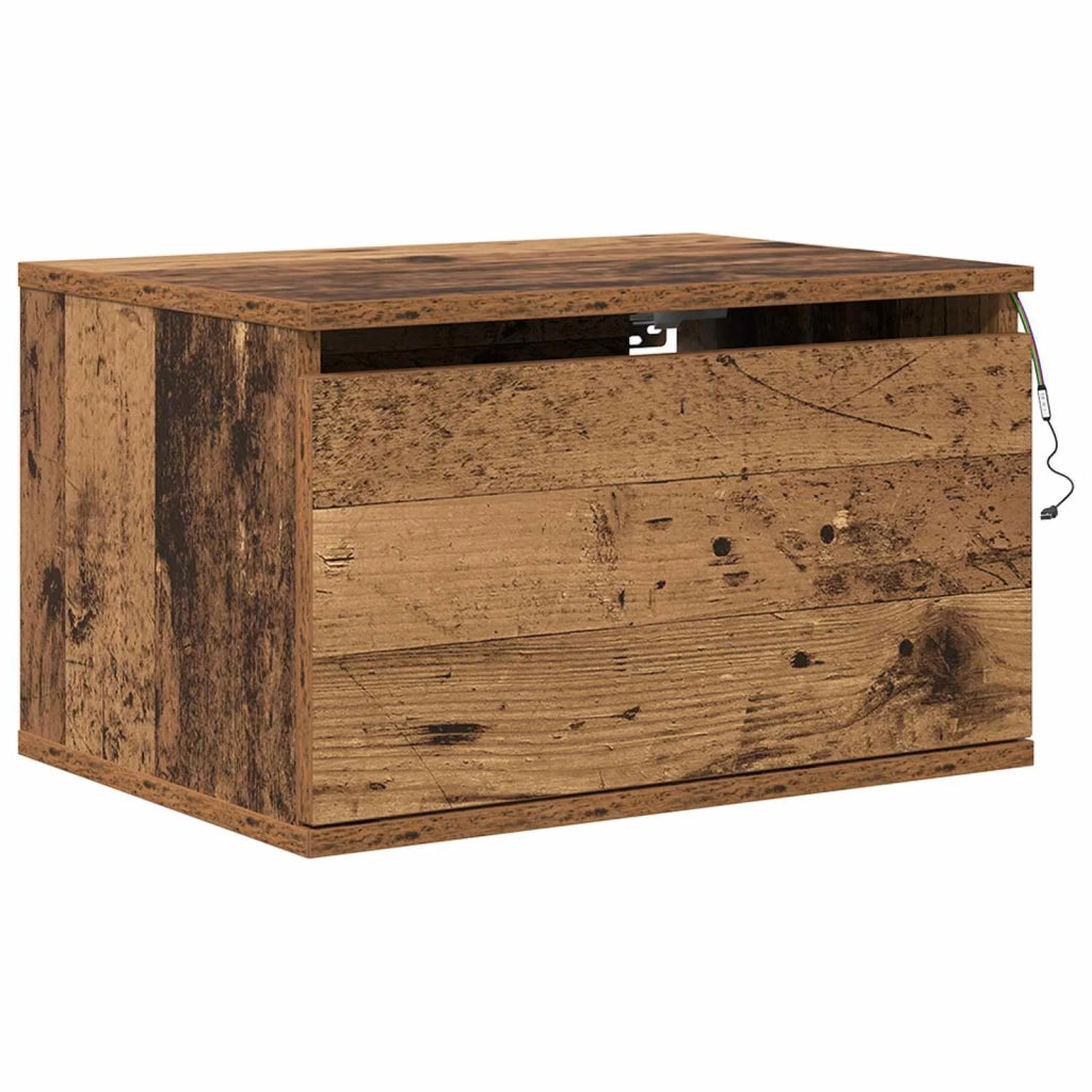 Mobiletto da comodino a parete con cassetto 2 pcs Legno vecchio 863079