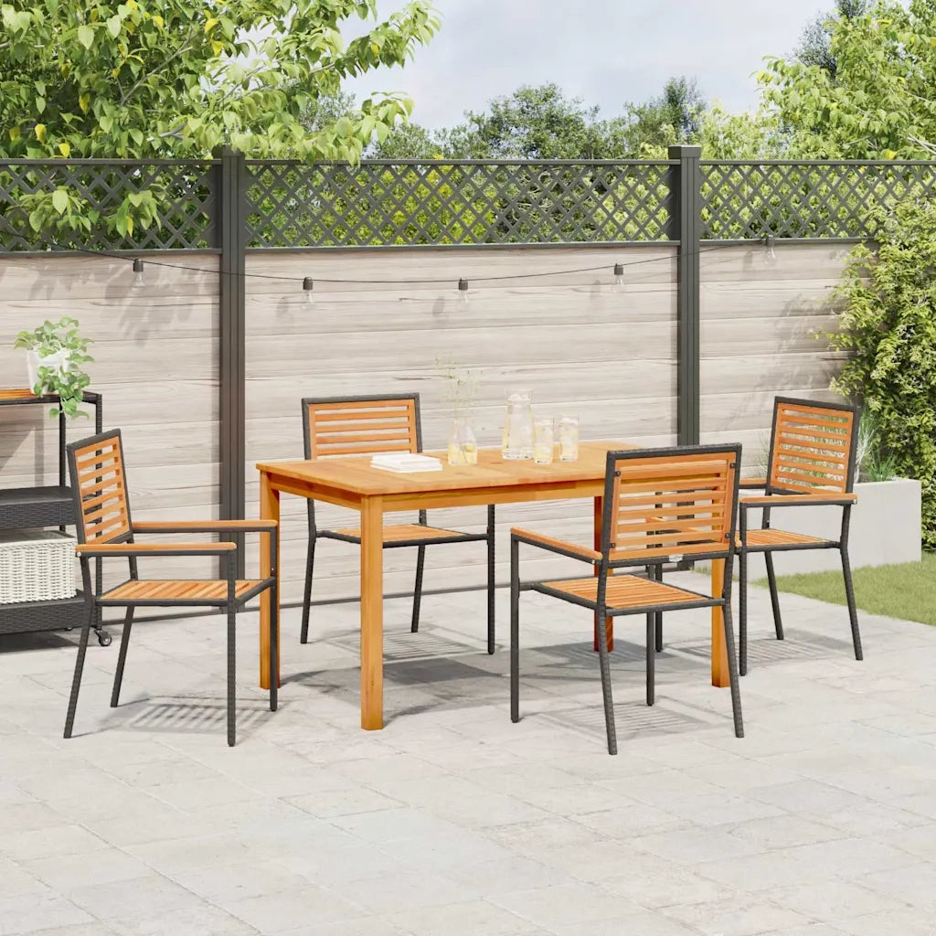 Set da Pranzo per Giardino 5 pcs Nero Legno di Acacia Massello 3365535