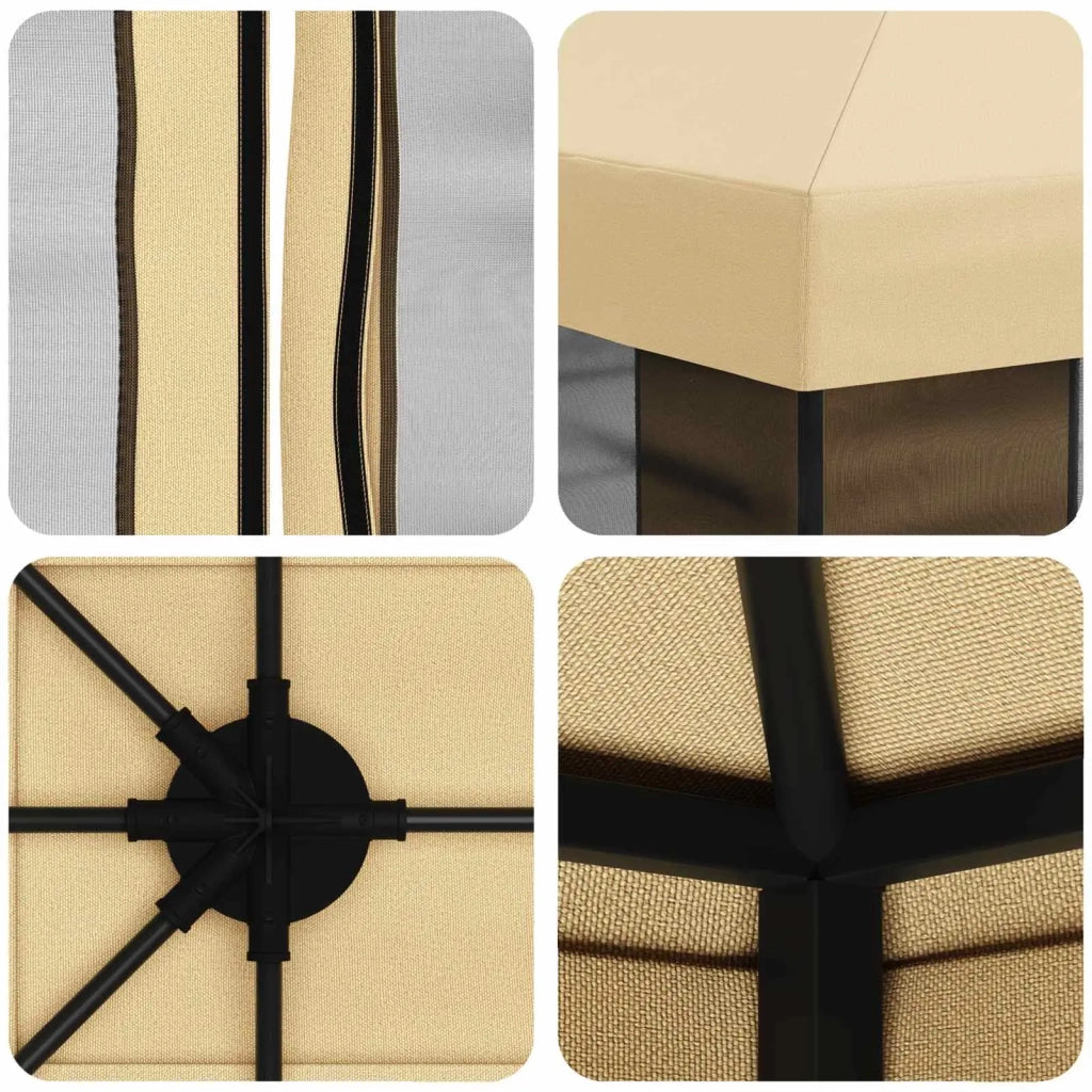 Gazebo da giardino con pareti laterali 4 × 3 m Crema 900386