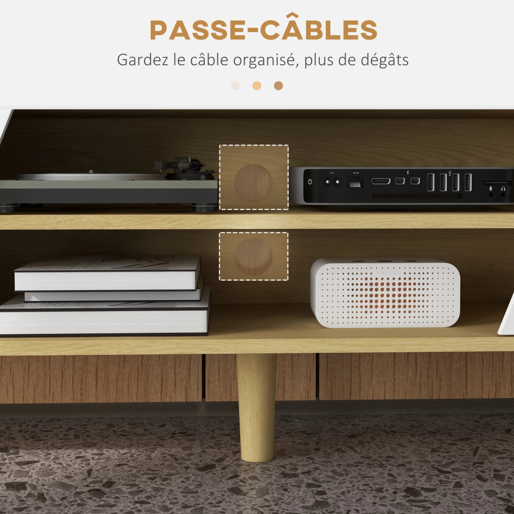 Mobile TV per televisori fino a 65 pollici design scandinavo 2 ante 2 nicchie con passacavi ¨C zephmum ¨C 150x30x42 cm