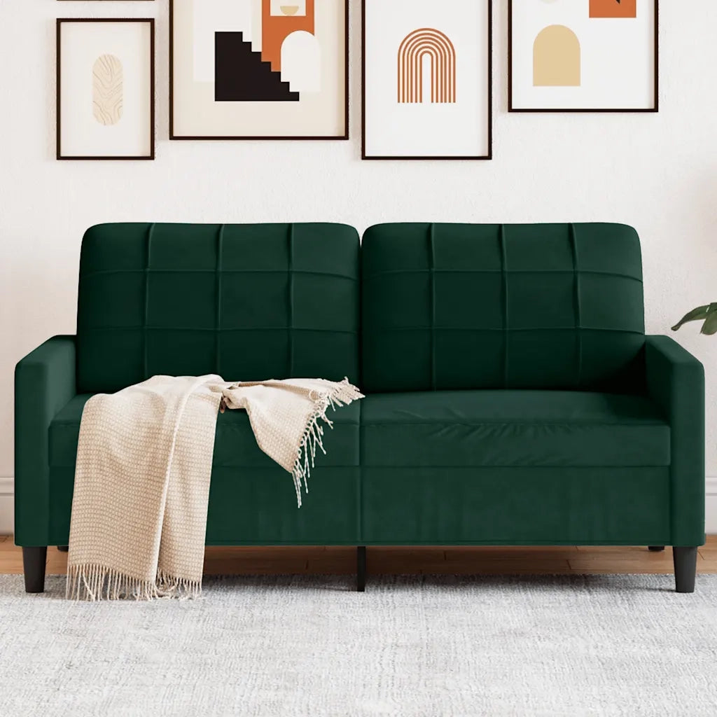Divano a 2 Posti-Sofa 2 Posti Verde Scuro 140 cm in Velluto 465389