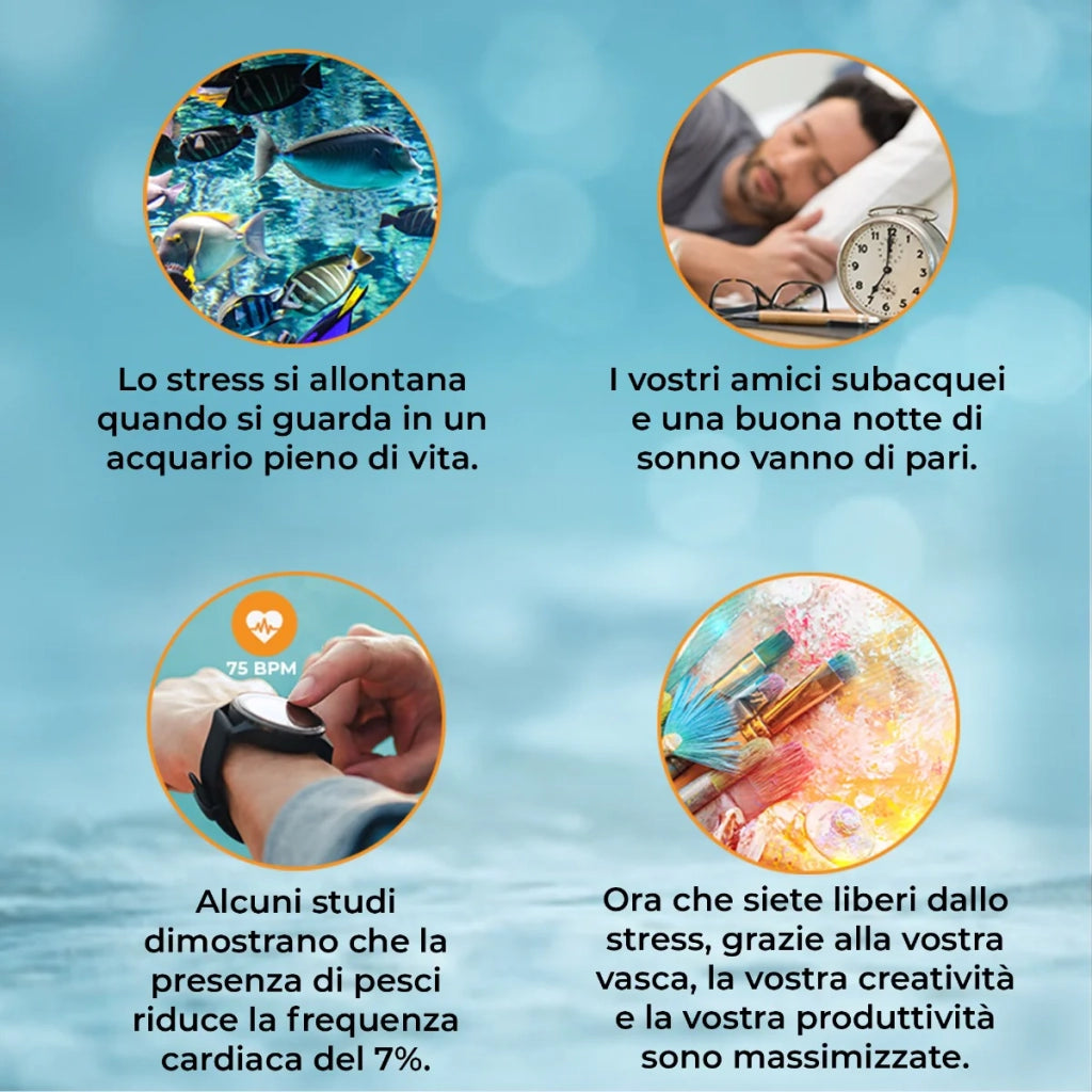 Acquario 300 Litri con Armadietto Nero e Kit con Fondale, Piante e Ghiaia Blu