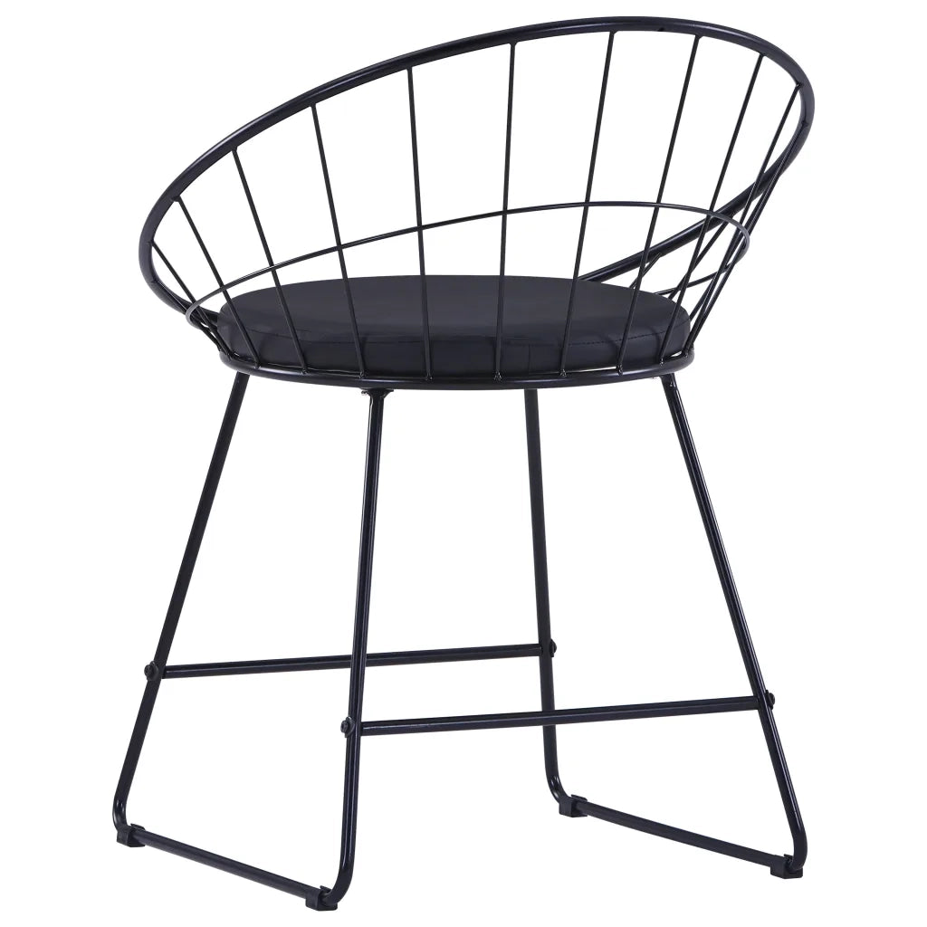 Sedie da Pranzo con Seduta in Similpelle 6 pz Nere in Acciaio 276236