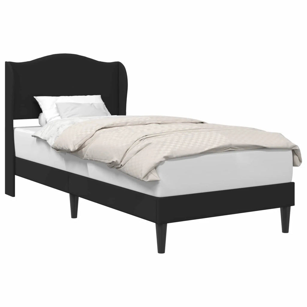 Letto singolo | Letto per adulti | Struttura del letto con testiera Nero 90 x 200 cm Similpelle