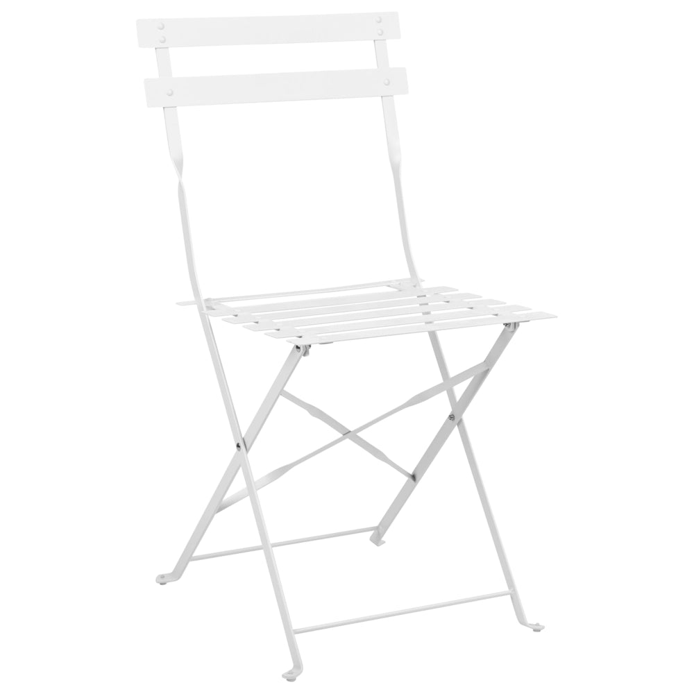 Set da Esterno 3 pezzi Tavolino e 2 Sedile Pieghevoli in Metallo Bianco Sporco Giardino Terrazzo Balcone