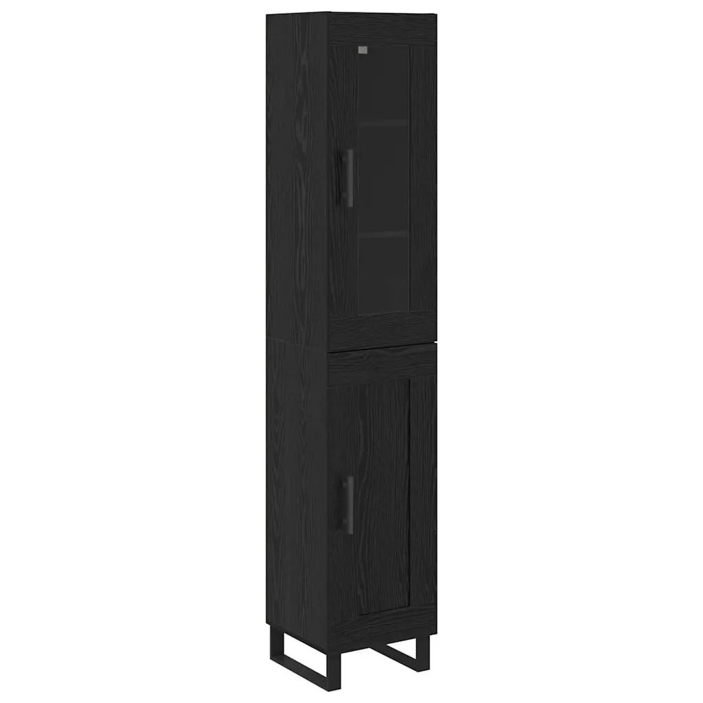 Credenza-Buffet-Armadio da cucina Rovere Nero 69,5 x 34 x 180 cm Legno multistrato 757886