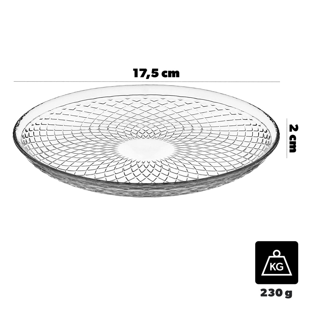 Piatto da dessert KADAX 17,5 cm per torte, piatto piatto in vetro, piccolo