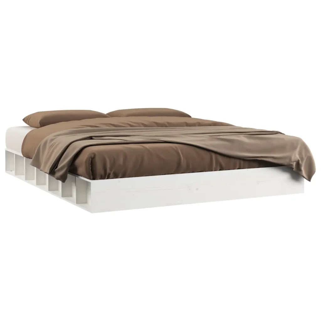 Letto matrimoniale | Letto per adulti | Giroletto Bianco 120x200 cm in Legno Massello
