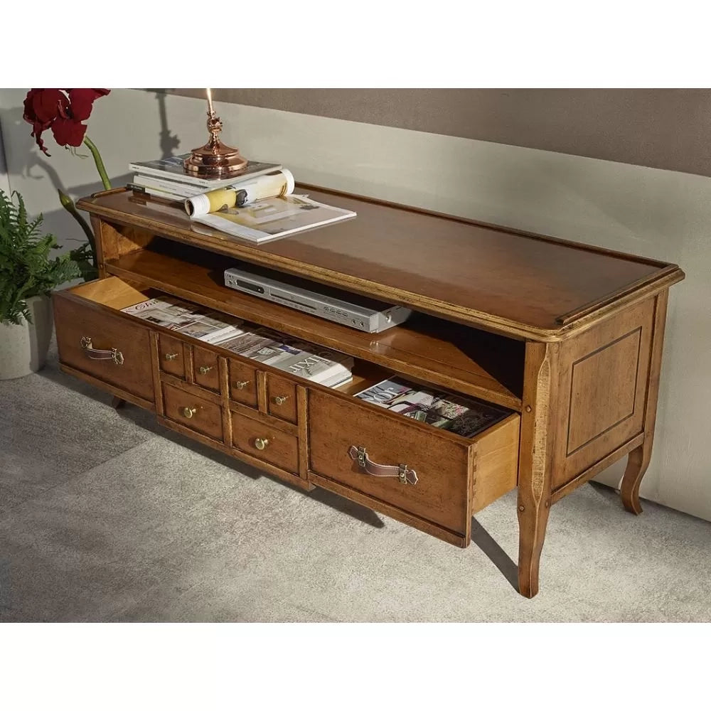 Porta tv 1 cassetto classico legno bassano 135x45x54 - Mobili 2G