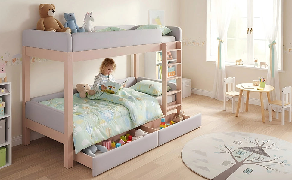 Letto a castello funzione salvaspazio legno grigio naturale 90x200 cm