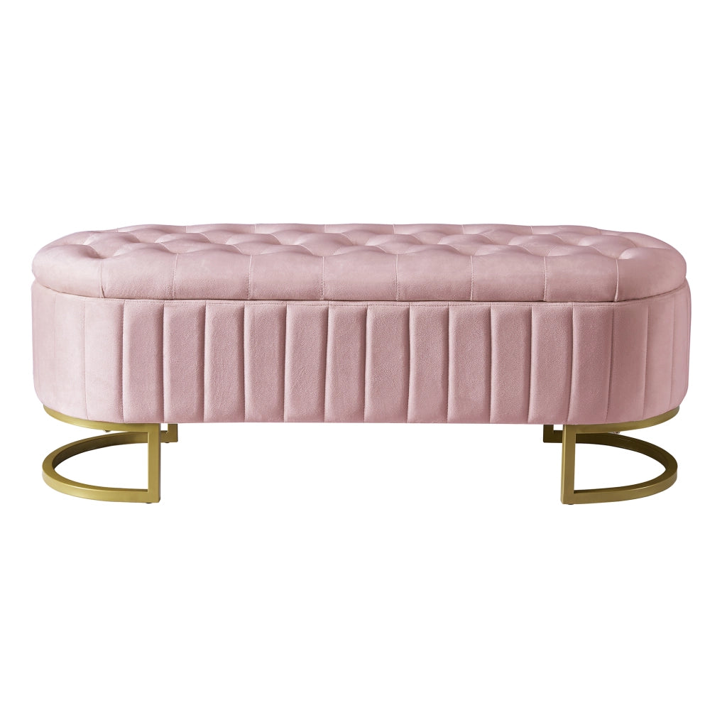 Poltrona Pouf con Contenitore ¨C MINIMAL ¨C Velluto Rosa, 120x40 cm