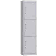 Armadio per Ufficio in Acciaio a 3 Porte Indipendenti con Serratura e 2 Chiavi, 45x38x180 cm, Grigio Chiaro