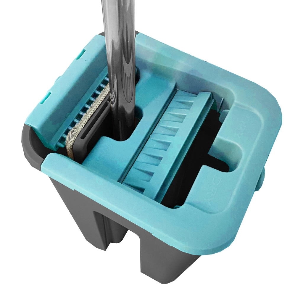 Panno extra piatto con secchio strizzatore 4 Panni riutilizzabili in microfibra blu