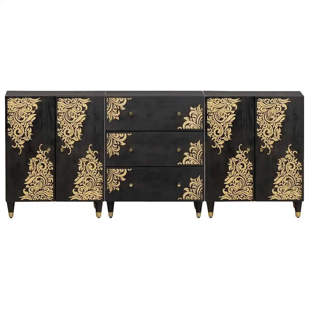 Set di Armadi da Bagno con cassetto 3 pcs Nero 180 x 33 x 75 cm 3310158