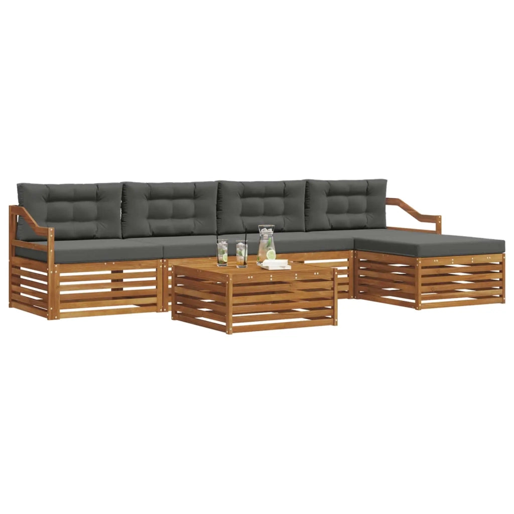 Set di divani da esterno con cuscino 6 pcs Naturale e Antracite 3373357