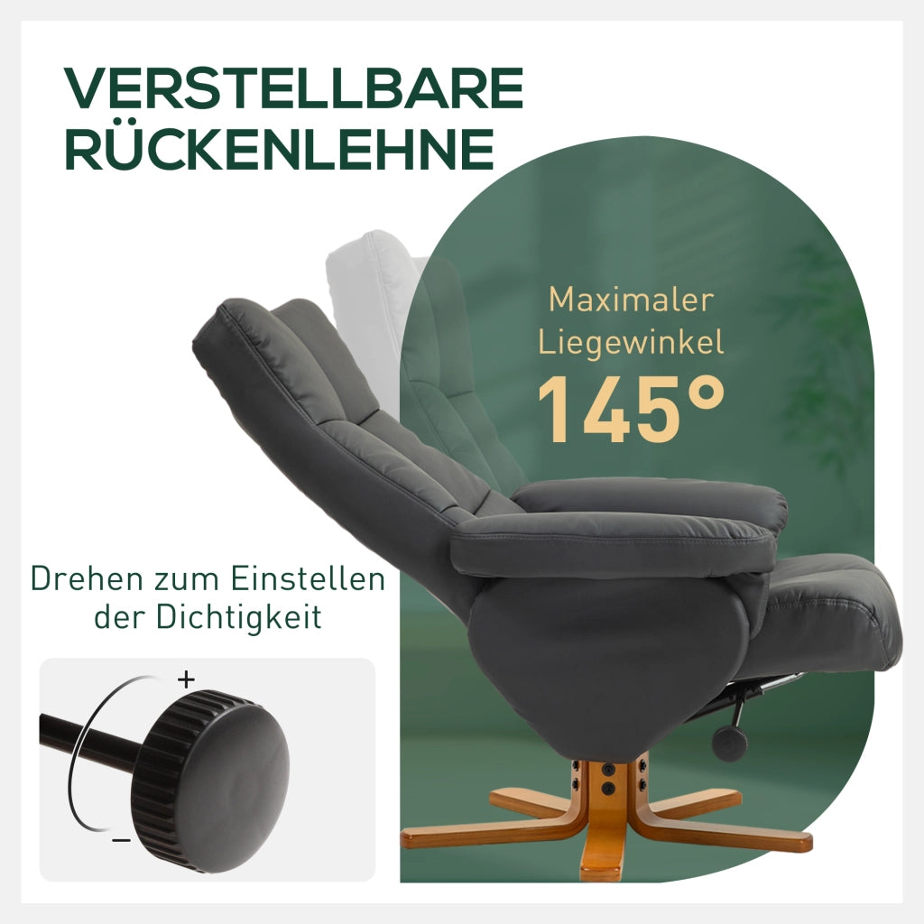 POLTRONA Reclinabile Girevole con Hocker, Set da 2 pezzi, Grigio scuro