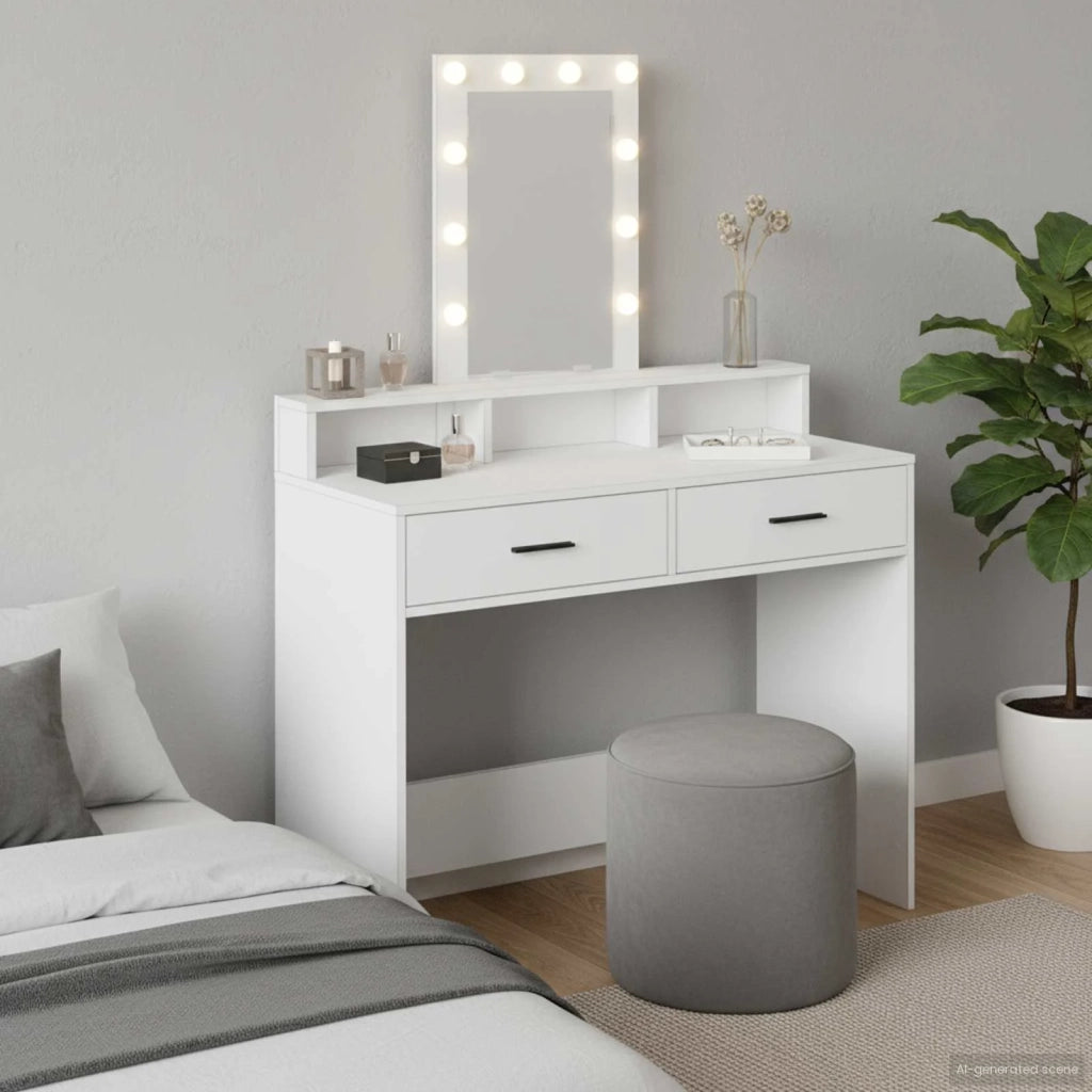 Toeletta | Tavolo da Trucco Bianco 100 x 41 x 140 cm Legno multistrato
