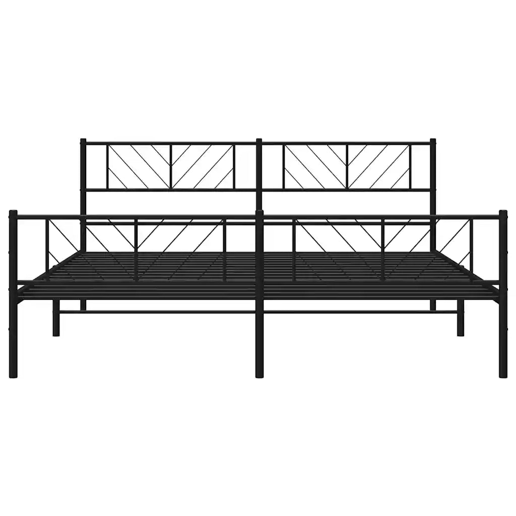 Giroletto con Testiera e Pediera-Struttura Letto Metallo Nero 193x203 cm 696477