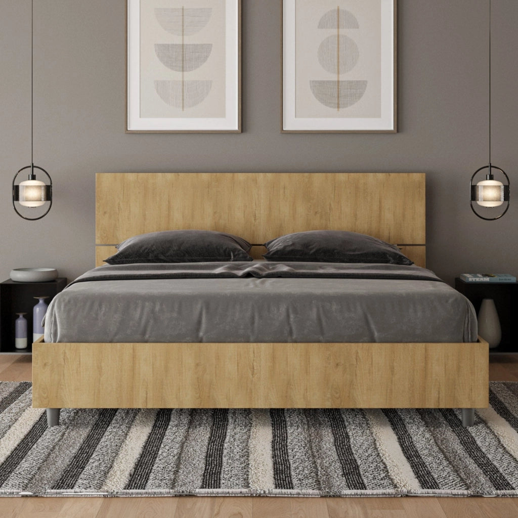 Letto Matrimoniale 160x200 cm Senza Rete Testata Dritta Demas Quercia Natura