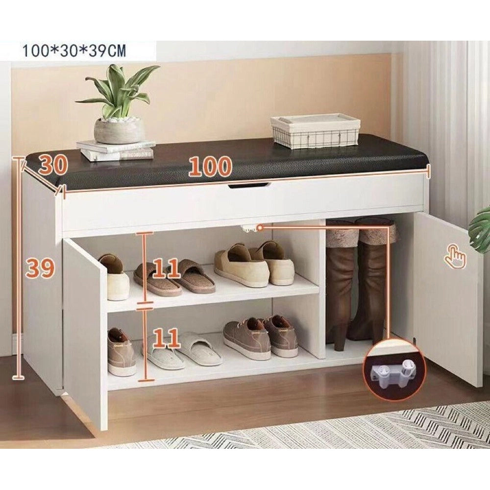 Trade Shop - Scarpiera Da Ingresso Cassapanca Portascarpe 100 X 30 X 39 Cm Multifunzione -