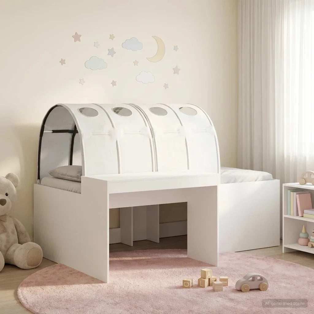 Letto matrimoniale | Letto per adulti | Letto con Tunnel 4 pcs Rovere Artigianale e Bianco