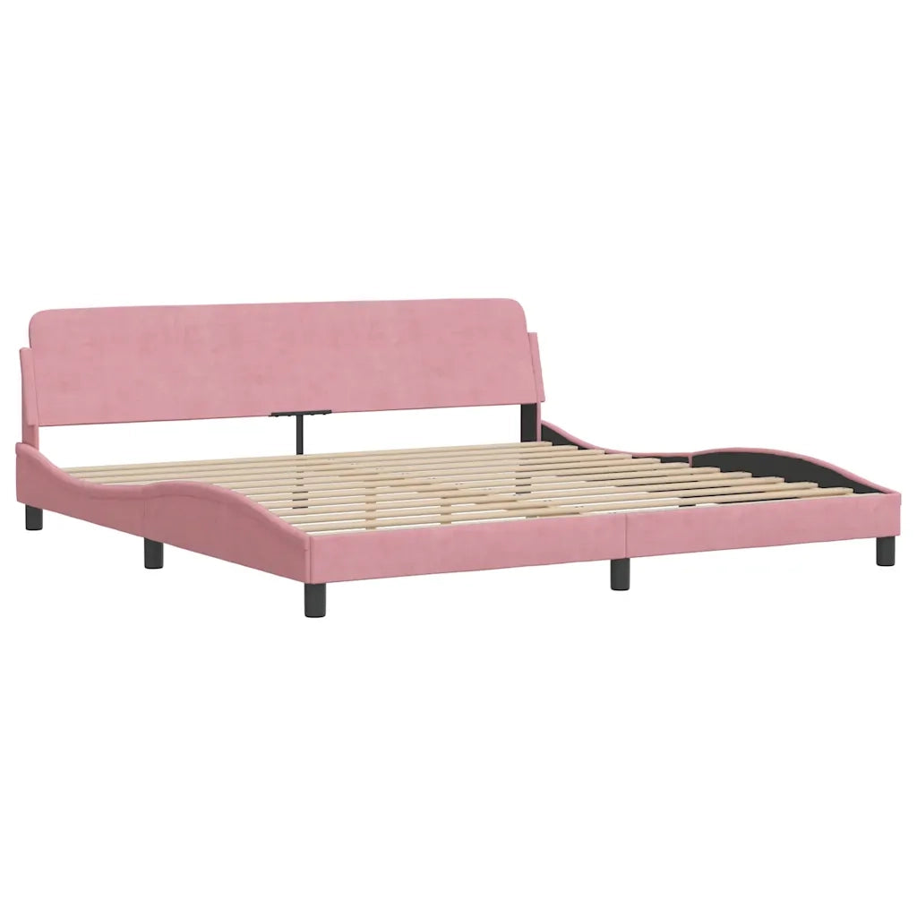 Letto con Materasso Hanko Rosa 200x200 cm in Velluto 3208621