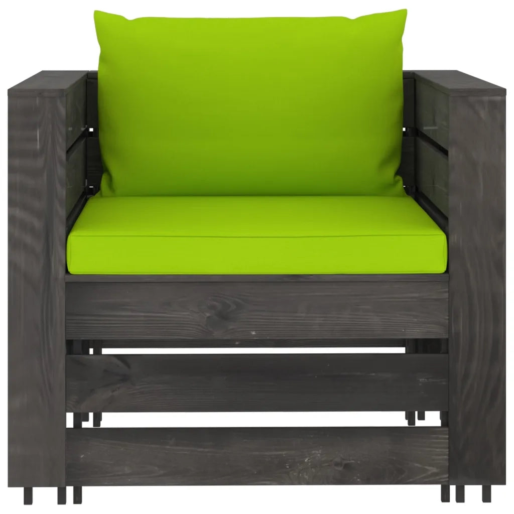 Set Divani da Giardino con Cuscini 2 pz Legno Impregnato Grigio 3068155