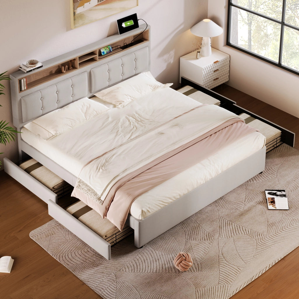 letto imbottito lino beige 160x200 cm