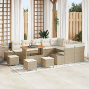 Set Divano da Giardino con cuscino 13 pcs Beige Poly Rattan 3364781
