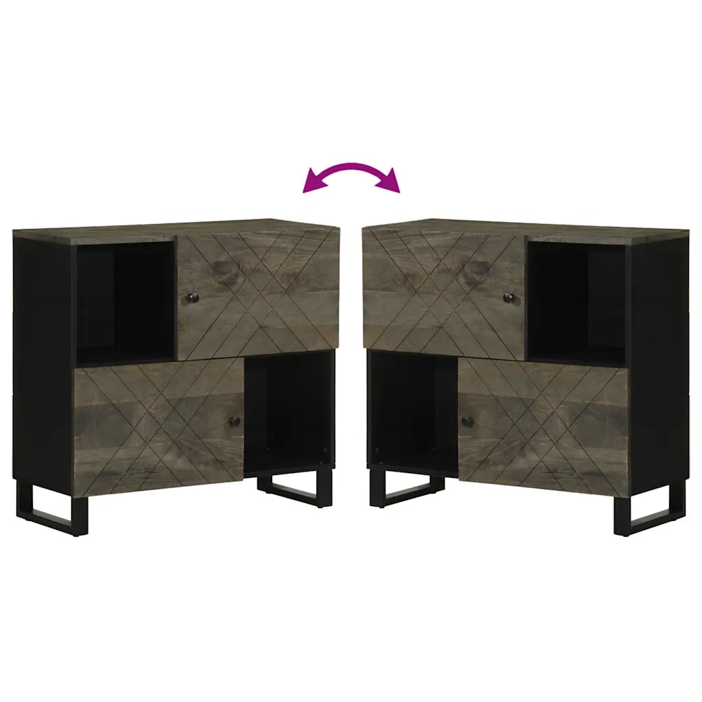 Credenza Nera 80x33x75 cm in Legno Massello di Mango 4017711