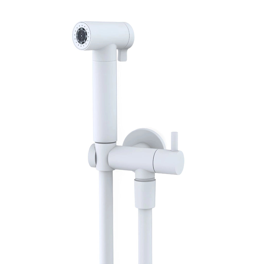 Idroscopino wc doccetta ottone portatile shutoff monogetto con leva ogomondo kit *** finitura- bianco opaco tondo, co...
