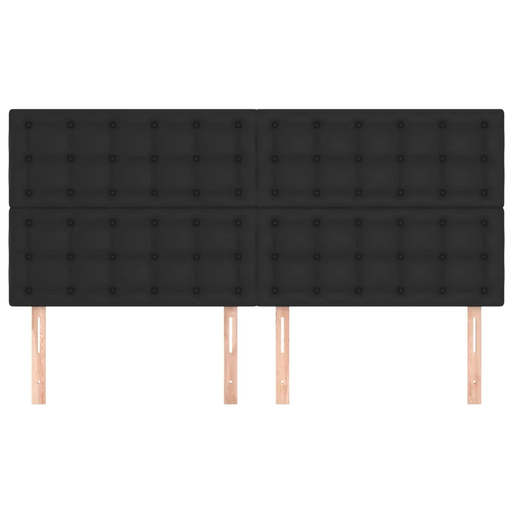 Testiera-Testata-Testiera Decorativa Nera 180x5x118/128 cm in Similpelle 577404