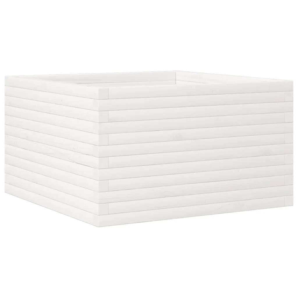 Fioriera da Giardino Bianca 80x80x45,5cm Legno Massello di Pino