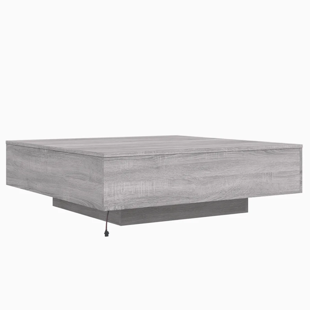 Tavolino da salotto | Tavolino da caff¨¨ | Tavolino da Soggiorno con Luci LED Grigio Sonoma 100x100x31 cm