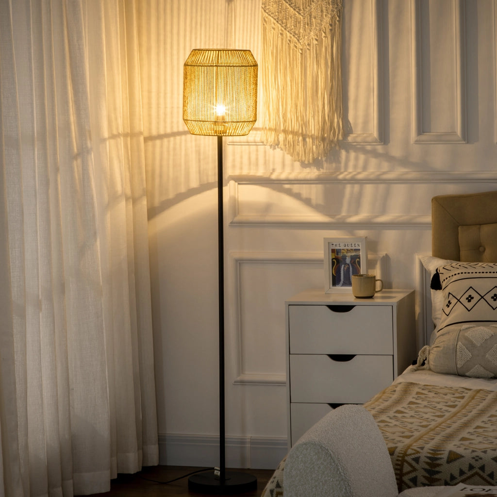 Lampada da terra con paralume in corda di carta design naturale ¨C zephmum ¨C E27 max 40W ?26x164H cm