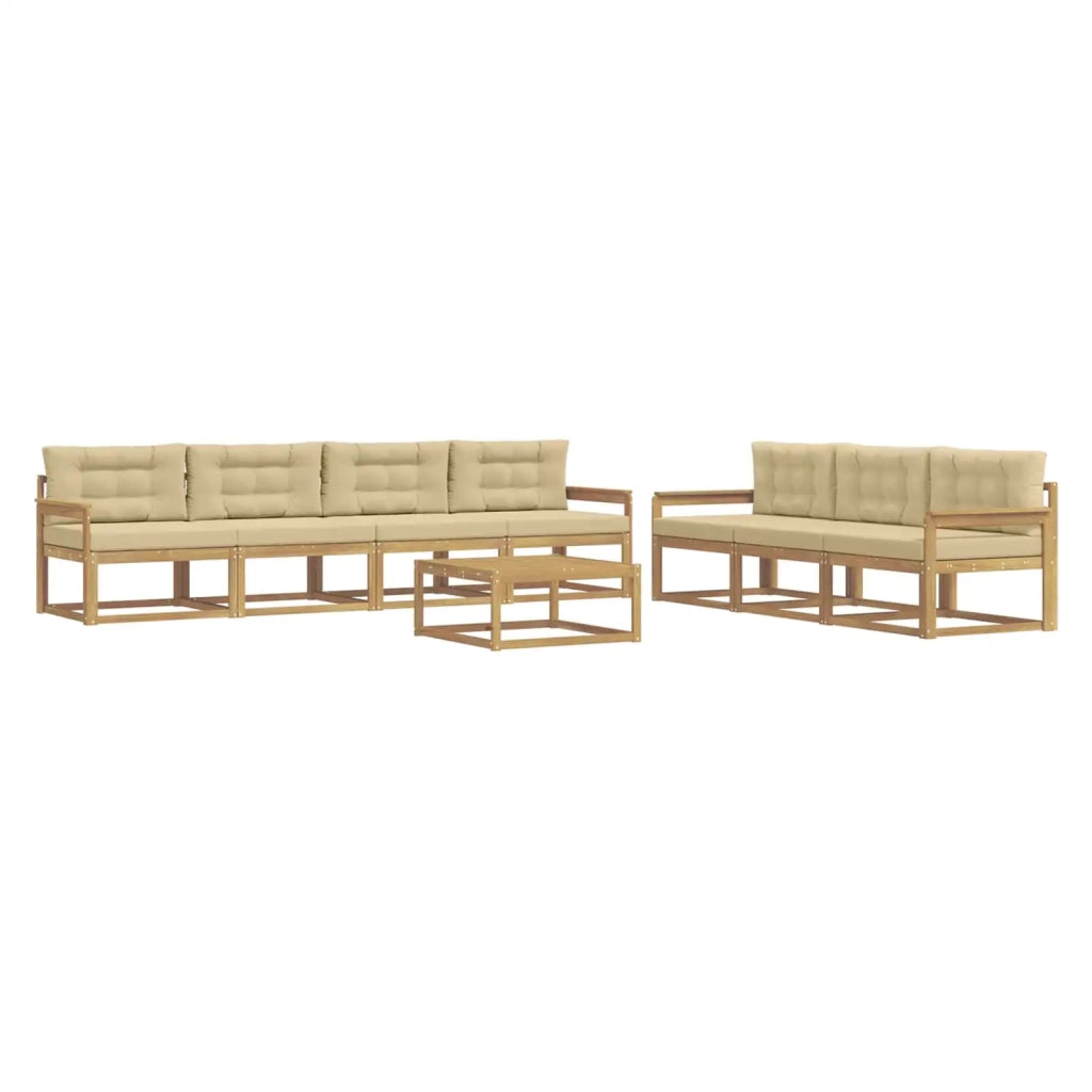 Set di divani da esterno 7 pz Bianco e Beige 3386157