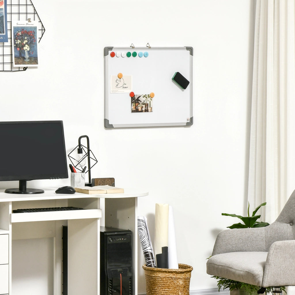 Lavagna magnetica cancellabile con 4 pennarelli 10 magneti ¨C zephmum ¨C bianco 60x45cm