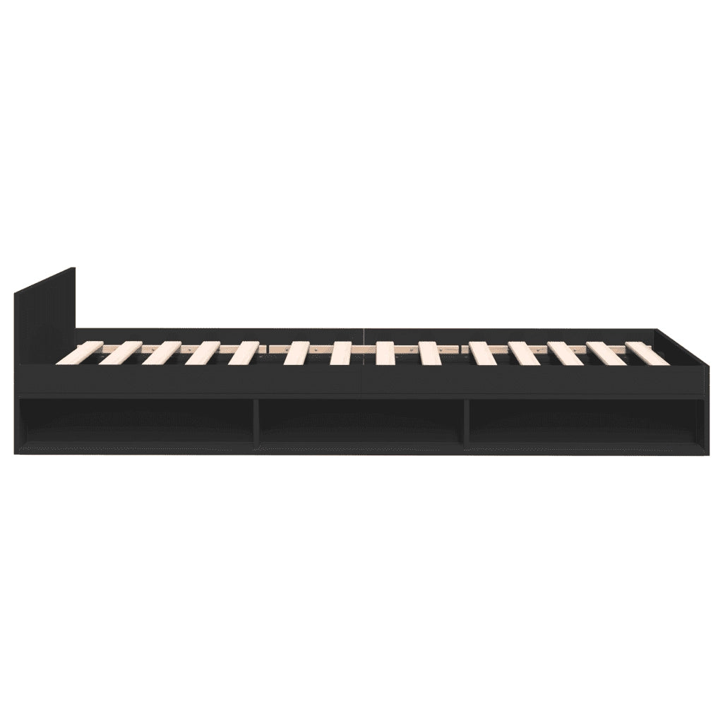 Letto singolo | Letto per adulti | Giroletto con Cassetto Nero 75x190 cm in Legno Multistrato